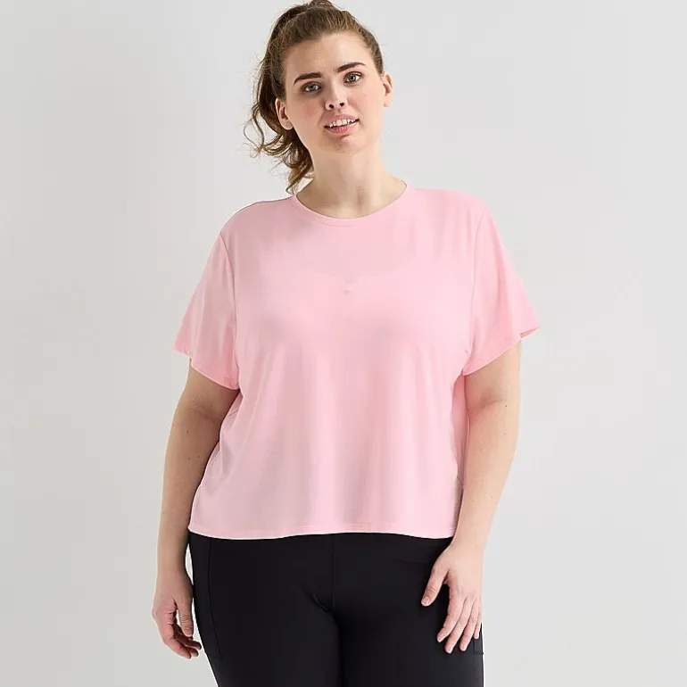 Xersion Ruffle Womens Crew Neck Short Sleeve Active Plus T-Shirt