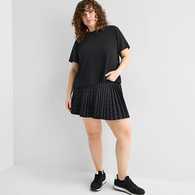 Xersion Ruffle Womens Crew Neck Short Sleeve Active Plus T-Shirt