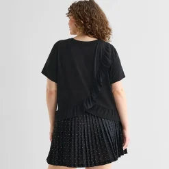 Xersion Ruffle Womens Crew Neck Short Sleeve Active Plus T-Shirt