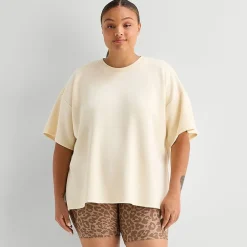 Xersion Scubaluxe Womens Crew Neck Short Sleeve Active Plus T-Shirt