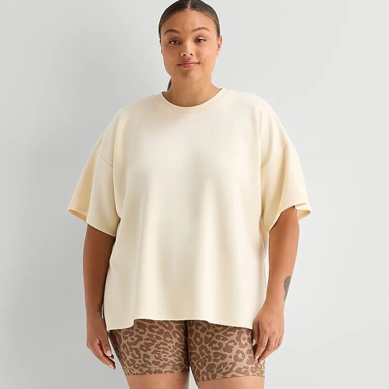 Xersion Scubaluxe Womens Crew Neck Short Sleeve Active Plus T-Shirt