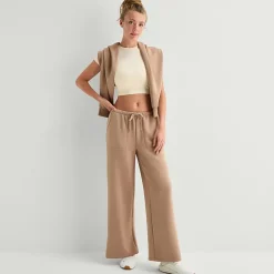 Xersion Scubaluxe Womens Drawstring Waist Wide Leg Mid Rise Regular Fit Sweatpant