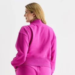 Xersion Womens Classic French Terry Mock Neck Pullover Plus