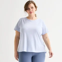 Xersion Womens Cotton Crew Neck Short Sleeve T-Shirt Plus