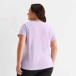 Xersion Womens Cotton Crew Neck Short Sleeve T-Shirt Plus