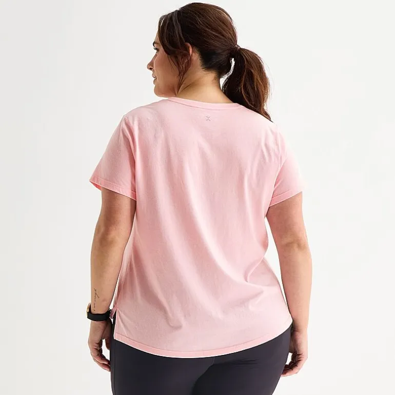 Xersion Womens Cotton Crew Neck Short Sleeve T-Shirt Plus