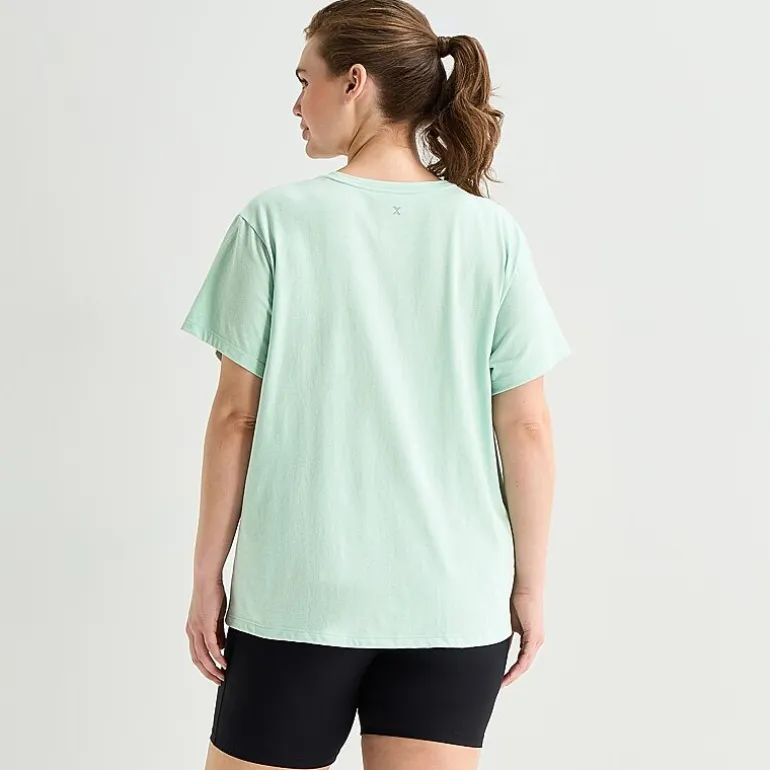 Xersion Womens Cotton Crew Neck Short Sleeve T-Shirt Plus