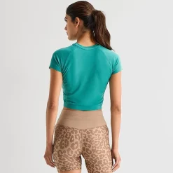 Xersion Womens Crew Neck Short Sleeve Active Crop Top
