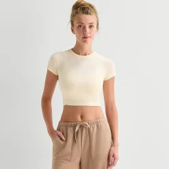 Xersion Womens Crew Neck Short Sleeve Active Crop Top