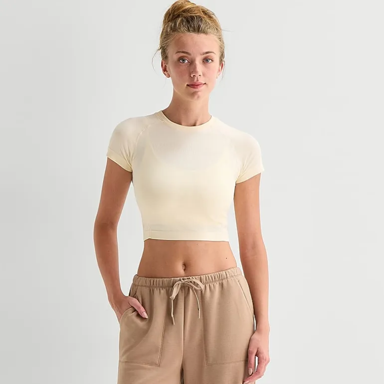 Xersion Womens Crew Neck Short Sleeve Active Crop Top