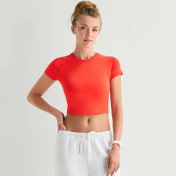 Xersion Womens Crew Neck Short Sleeve Active Crop Top