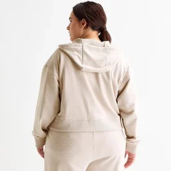 Xersion Womens French Terry Long Sleeve Zipper Active Plus Hoodie