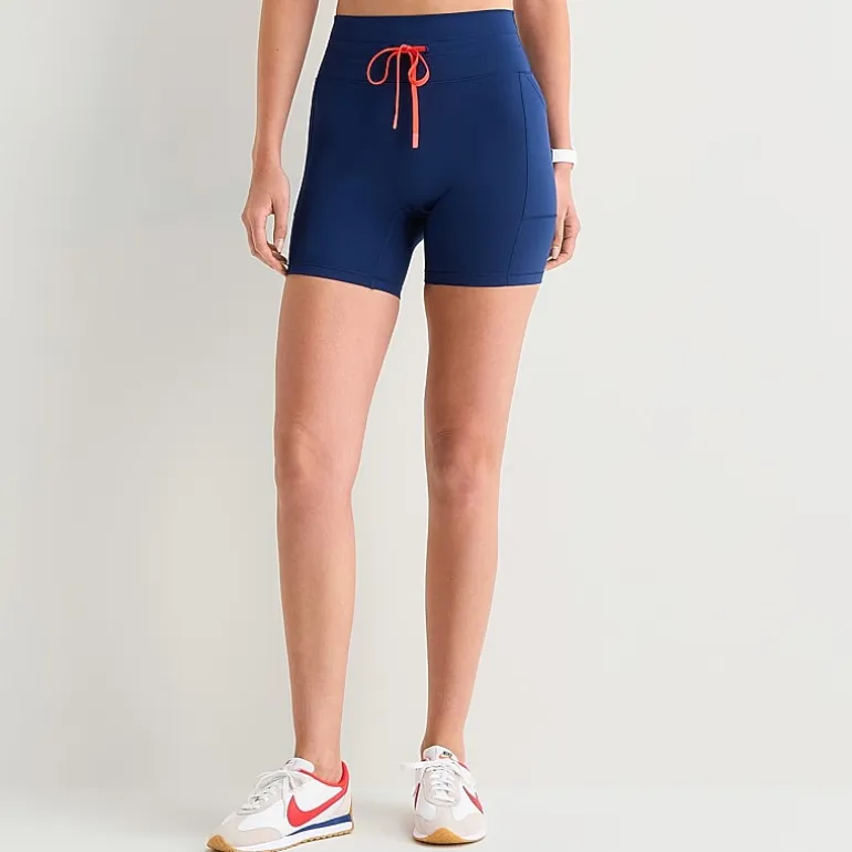 Xersion Womens 6" High Rise Stretch Fabric Drawstring Waist Quick Dry Bike Short