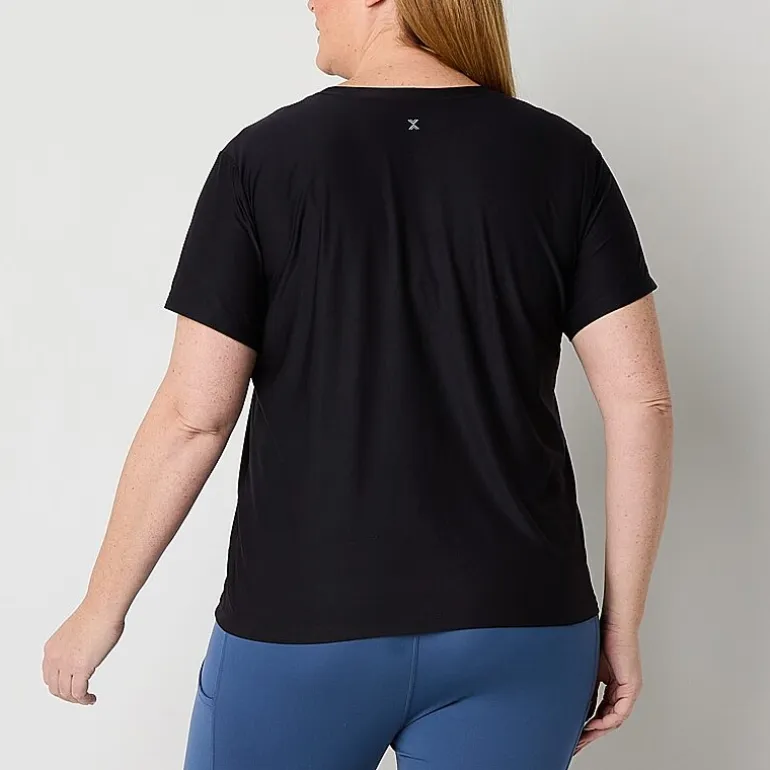 Xersion Womens Performance Crew Neck Short Sleeve Quick Dry Active Plus T-Shirt
