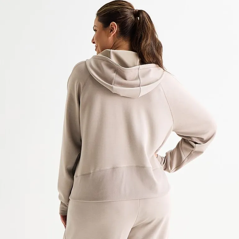 Xersion Womens Plus Scuba Luxe Hooded Half Zip Pullover