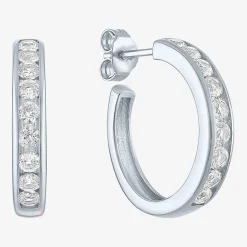 Yes, Please! C-Hoop Womens Lab Created White Sapphire 14K Gold Over Silver 20mm Hoop Earrings