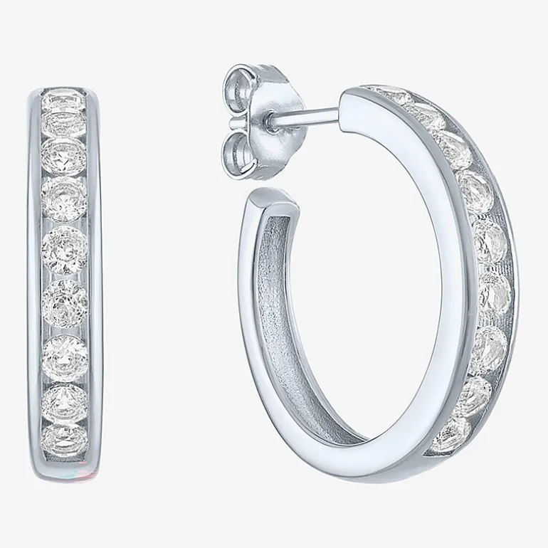 Yes, Please! C-Hoop Womens Lab Created White Sapphire 14K Gold Over Silver 20mm Hoop Earrings