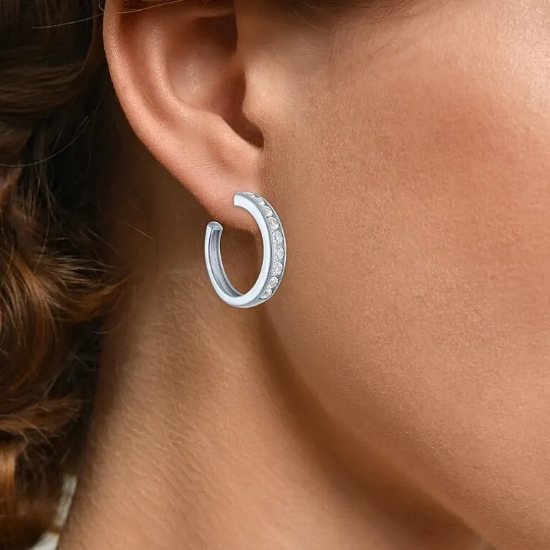Yes, Please! C-Hoop Womens Lab Created White Sapphire 14K Gold Over Silver 20mm Hoop Earrings