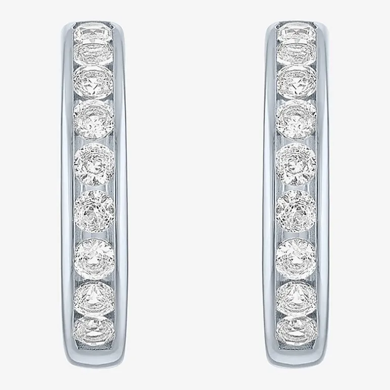 Yes, Please! C-Hoop Womens Lab Created White Sapphire 14K Gold Over Silver 20mm Hoop Earrings