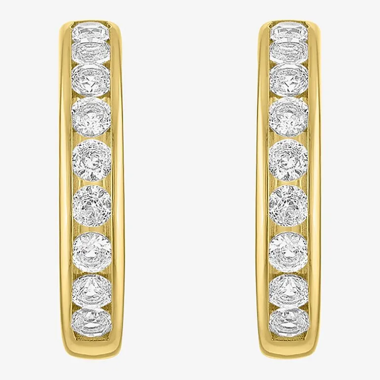 Yes, Please! C-Hoop Womens Lab Created White Sapphire 14K Gold Over Silver 20mm Hoop Earrings