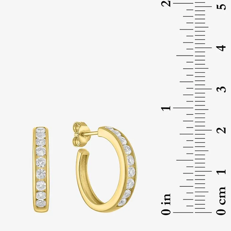 Yes, Please! C-Hoop Womens Lab Created White Sapphire 14K Gold Over Silver 20mm Hoop Earrings
