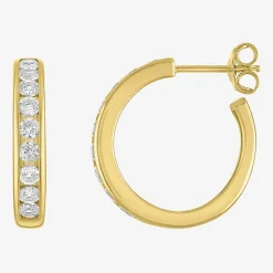 Yes, Please! C-Hoop Womens Lab Created White Sapphire 14K Gold Over Silver 20mm Hoop Earrings