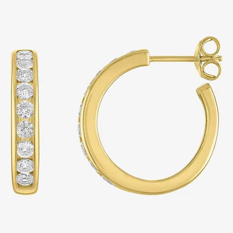 Yes, Please! C-Hoop Womens Lab Created White Sapphire 14K Gold Over Silver 20mm Hoop Earrings