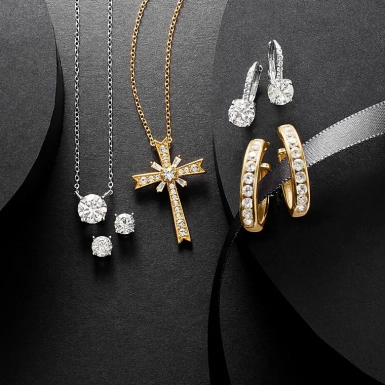 Yes, Please! C-Hoop Womens Lab Created White Sapphire 14K Gold Over Silver 20mm Hoop Earrings