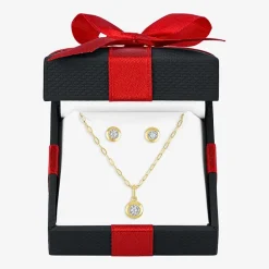 Yes, Please! (G-H, Si2-I1) Womens 1/10 CT. T.W. Lab Grown White Diamond 14K Gold Over Silver 2-pc. Jewelry Set