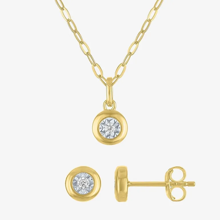 Yes, Please! (G-H, Si2-I1) Womens 1/10 CT. T.W. Lab Grown White Diamond 14K Gold Over Silver 2-pc. Jewelry Set