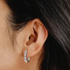 Yes, Please! (G/Si1-Si2) Womens 1/4 CT. T.W. Lab Grown White Diamond Sterling Silver 19.9mm Hoop Earrings