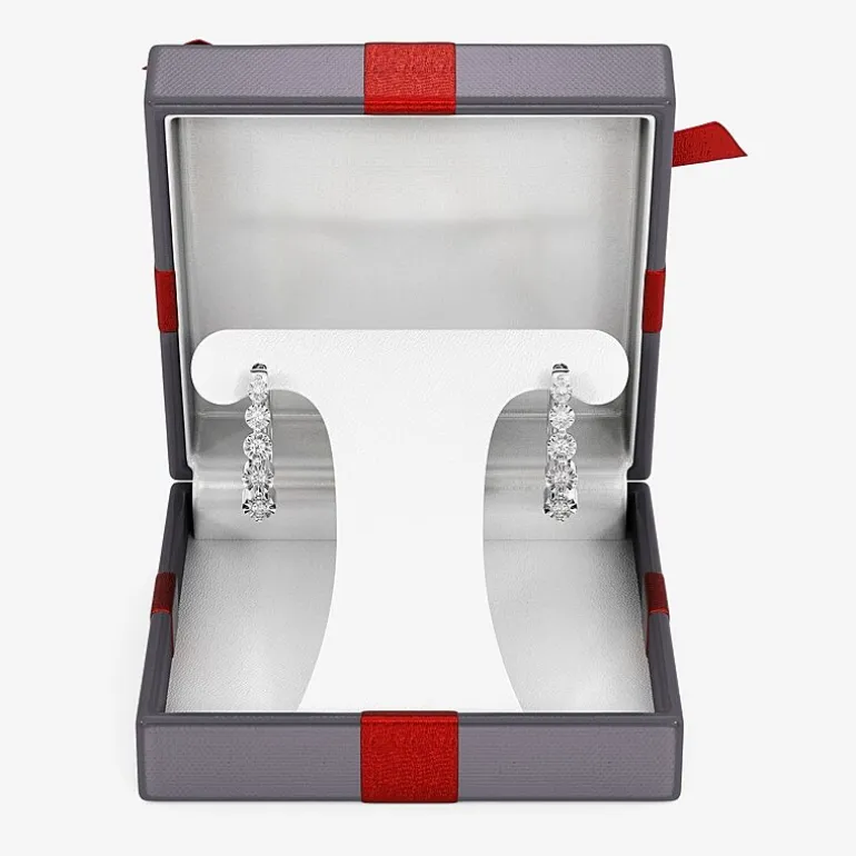 Yes, Please! (G/Si1-Si2) Womens 1/4 CT. T.W. Lab Grown White Diamond Sterling Silver 19.9mm Hoop Earrings