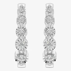 Yes, Please! (G/Si1-Si2) Womens 1/4 CT. T.W. Lab Grown White Diamond Sterling Silver 19.9mm Hoop Earrings
