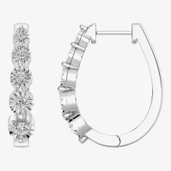 Yes, Please! (G/Si1-Si2) Womens 1/4 CT. T.W. Lab Grown White Diamond Sterling Silver 19.9mm Hoop Earrings