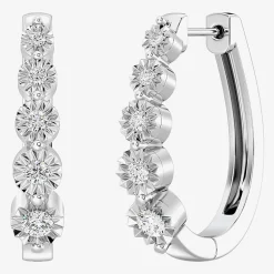 Yes, Please! (G/Si1-Si2) Womens 1/4 CT. T.W. Lab Grown White Diamond Sterling Silver 19.9mm Hoop Earrings