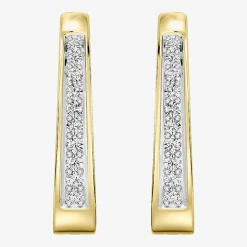 Yes, Please! (G, Si1-Si2) Womens 1/4 CT. T.W. Lab Grown White Diamond Sterling Silver 19.6mm Hoop Earrings