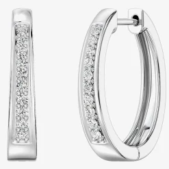 Yes, Please! (G, Si1-Si2) Womens 1/4 CT. T.W. Lab Grown White Diamond Sterling Silver 19.6mm Hoop Earrings