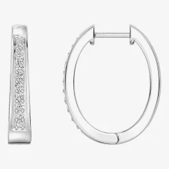 Yes, Please! (G, Si1-Si2) Womens 1/4 CT. T.W. Lab Grown White Diamond Sterling Silver 19.6mm Hoop Earrings