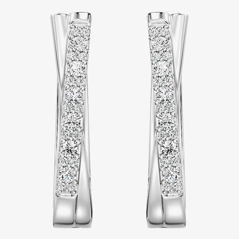 Yes, Please! (G, Si1-Si2) Womens 1/4 CT. T.W. Lab Grown White Diamond Sterling Silver 19.2mm Hoop Earrings