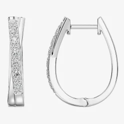 Yes, Please! (G, Si1-Si2) Womens 1/4 CT. T.W. Lab Grown White Diamond Sterling Silver 19.2mm Hoop Earrings