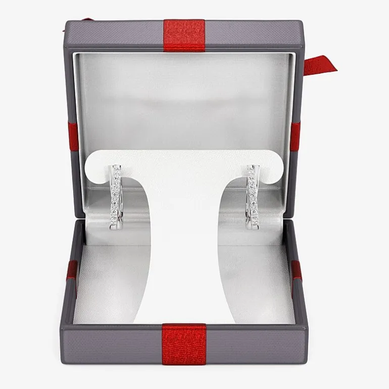Yes, Please! (G, Si1-Si2) Womens 1/4 CT. T.W. Lab Grown White Diamond Sterling Silver 19.2mm Hoop Earrings