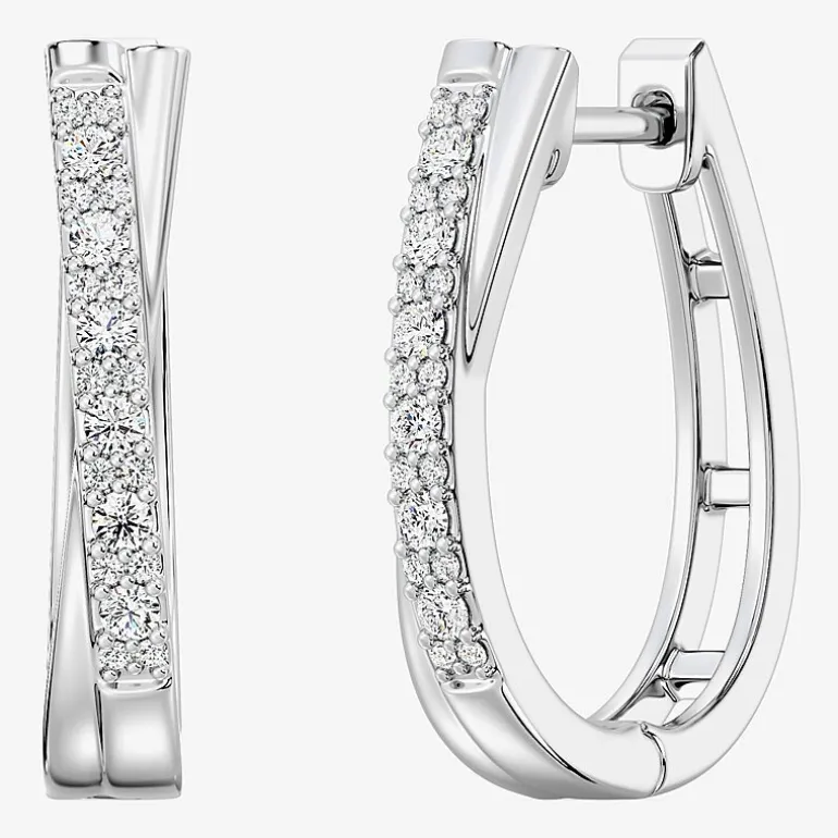 Yes, Please! (G, Si1-Si2) Womens 1/4 CT. T.W. Lab Grown White Diamond Sterling Silver 19.2mm Hoop Earrings