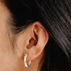 Yes Please! (Si1-Si2, G) Womens 1/4 CT. T.W. Lab Grown White Diamond 14K Gold Over Silver 20.2mm Hoop Earrings
