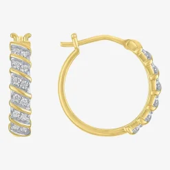Yes, Please! Womens 1/4 CT. T.W. Lab Grown White Diamond Sterling Silver 17.5mm Hoop Earrings