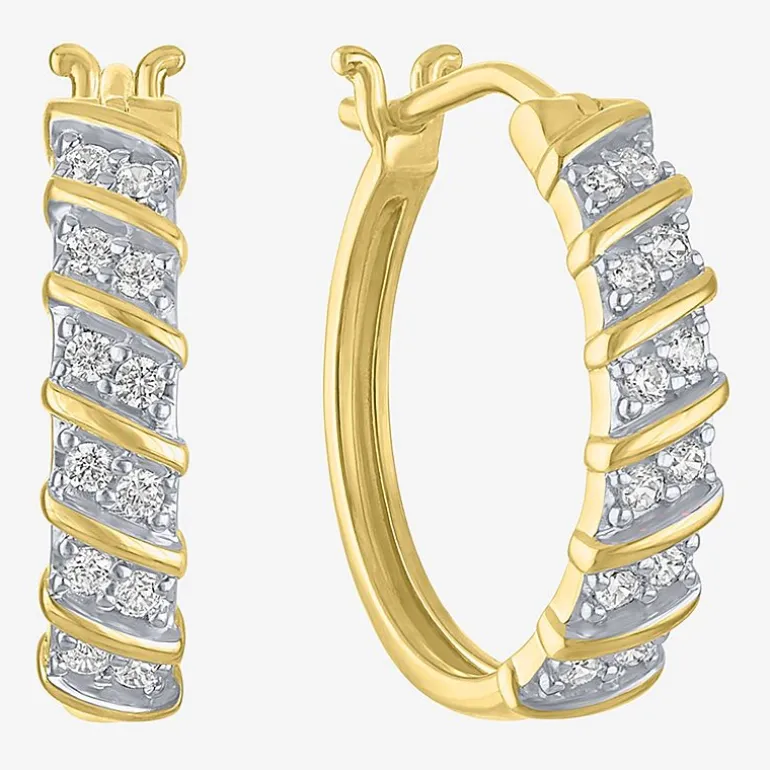 Yes, Please! Womens 1/4 CT. T.W. Lab Grown White Diamond Sterling Silver 17.5mm Hoop Earrings