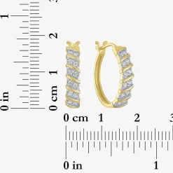 Yes, Please! Womens 1/4 CT. T.W. Lab Grown White Diamond Sterling Silver 17.5mm Hoop Earrings