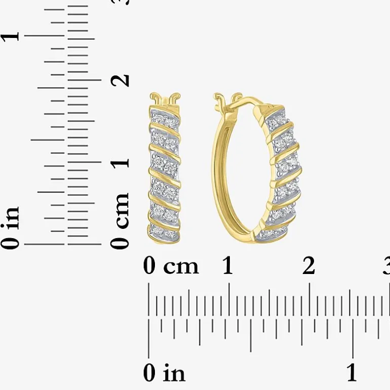 Yes, Please! Womens 1/4 CT. T.W. Lab Grown White Diamond Sterling Silver 17.5mm Hoop Earrings