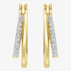 Yes, Please! Womens 1/4 CT. T.W. Lab Grown White Diamond Sterling Silver 20.6mm Hoop Earrings