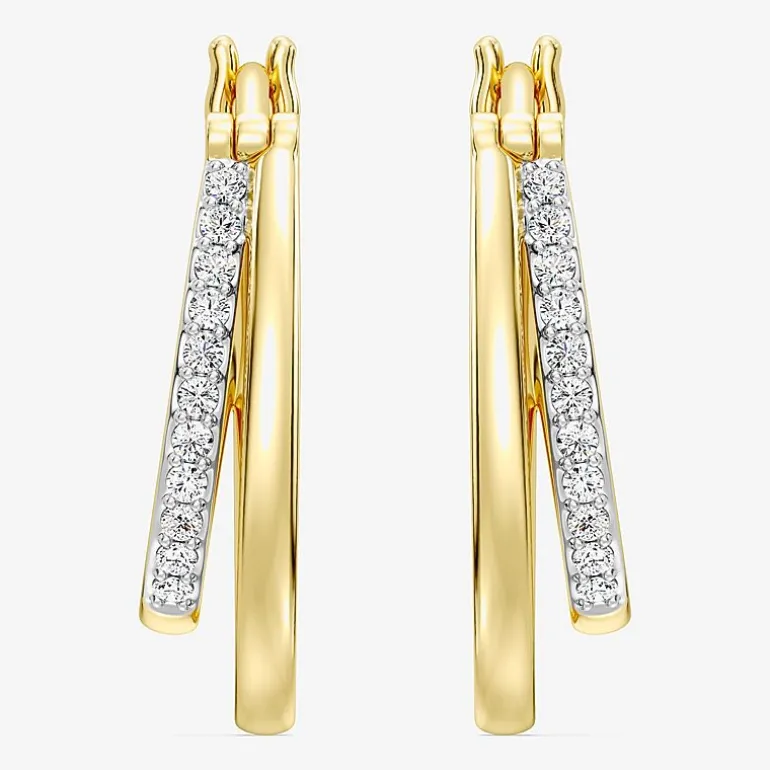 Yes, Please! Womens 1/4 CT. T.W. Lab Grown White Diamond Sterling Silver 20.6mm Hoop Earrings