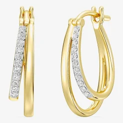 Yes, Please! Womens 1/4 CT. T.W. Lab Grown White Diamond Sterling Silver 20.6mm Hoop Earrings